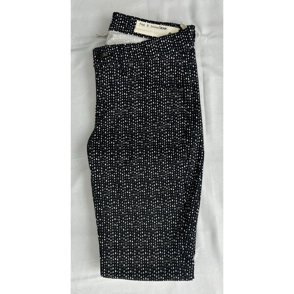 rag & bone Black White Geometric Jegging Slim Fit Stretch‎ Denim 5-Pocket Women